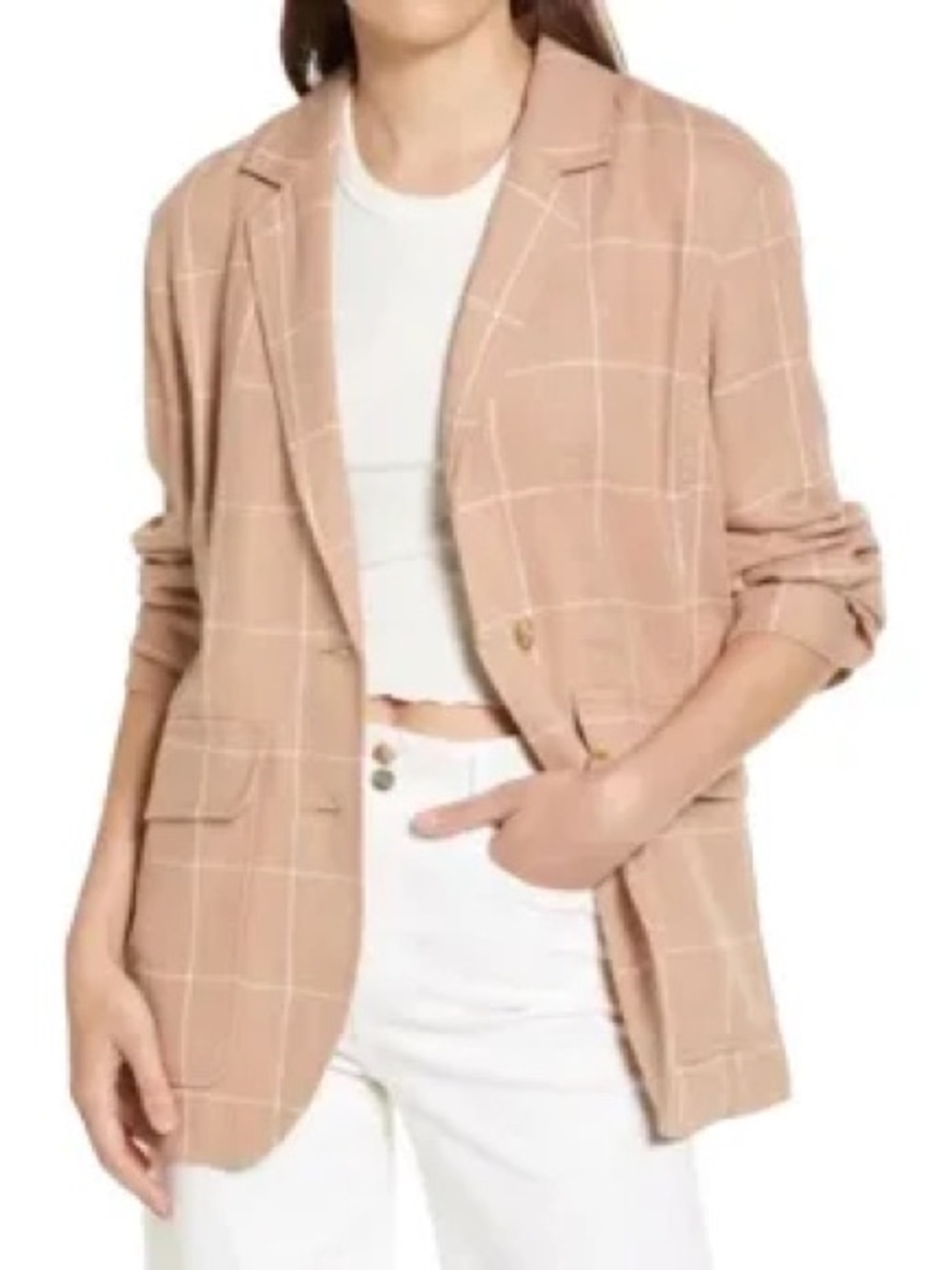 Madewell Dusty Pink Windowpane Blazer